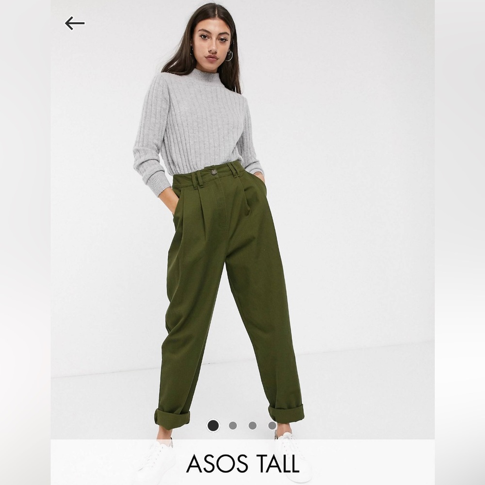 asos design tall olive green capris - size 10